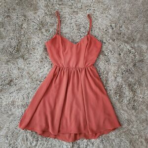 B. Darlin Coral‎ Spaghetti Strap Mini Dress Open Tie Back Juniors Size 7/8